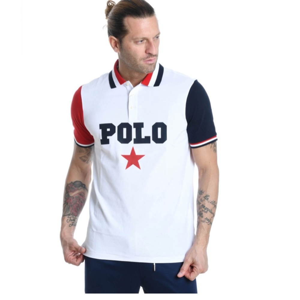 Ralph Lauren tricolor cotton pique polo shirt M